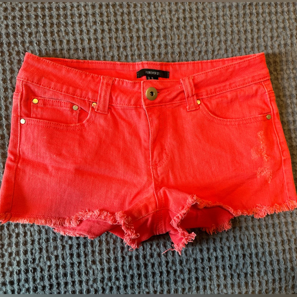 Forever 21 Coral Denim Shorts